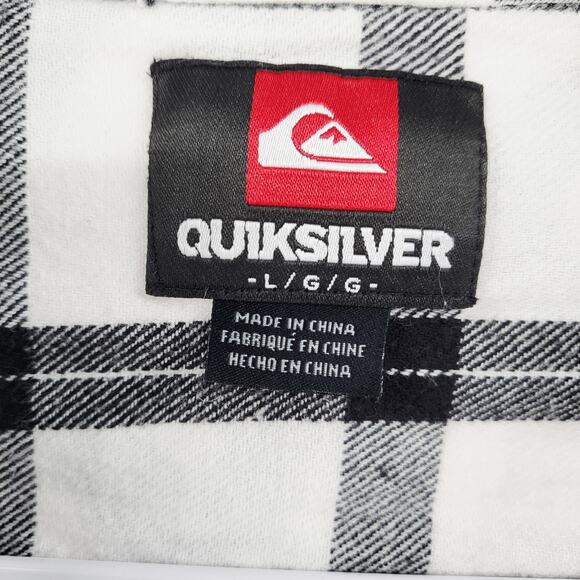 Quicksilver Black and White Plaid Collared Casual Button Up Shirt Men’s Size L - Picture 5 of 6
